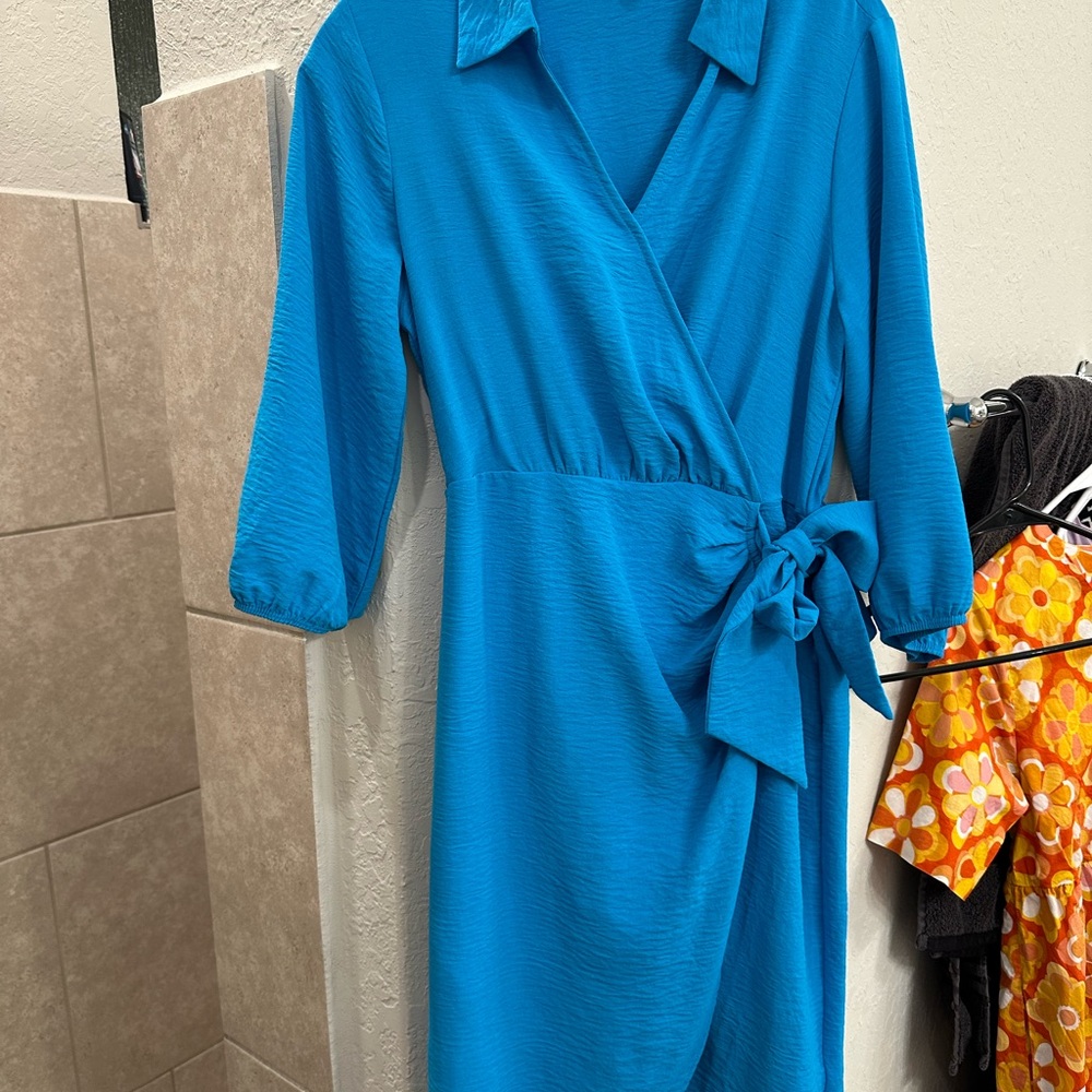 Elegant Blue Wrap Dress